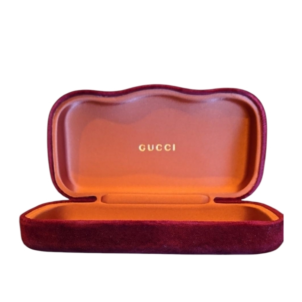 Gucci Red Velvet Eyeglass Case With Cloth And Dust Bag